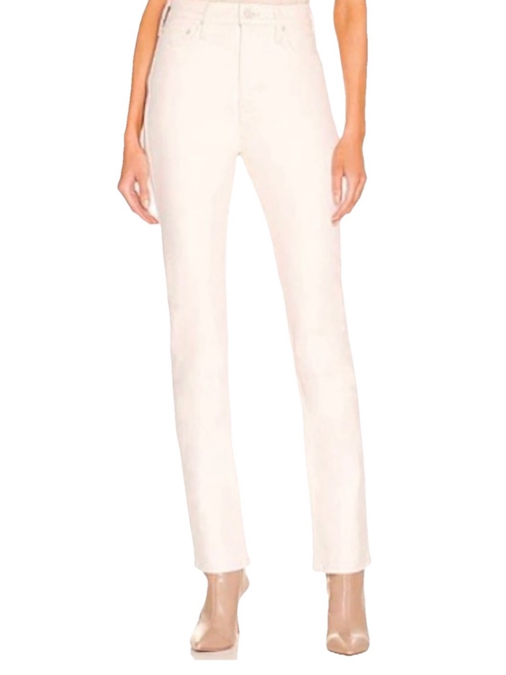 MOTHER High Waisted Rider Skimp Act Natural Women's Cream Cotton Jeans Size 23 - Picture 1 of 13